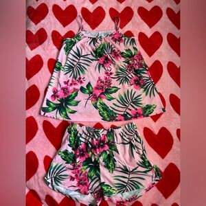 The Children's Place Pink and Green Floral Pajama Set